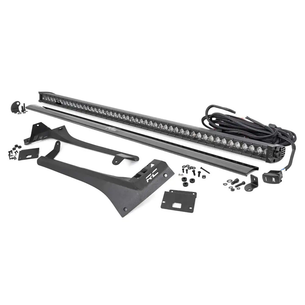 Rough Country Black Series 50" LED Light Bar White DRL with Windshield Mount - Jeep JL, JLU & JT - 11