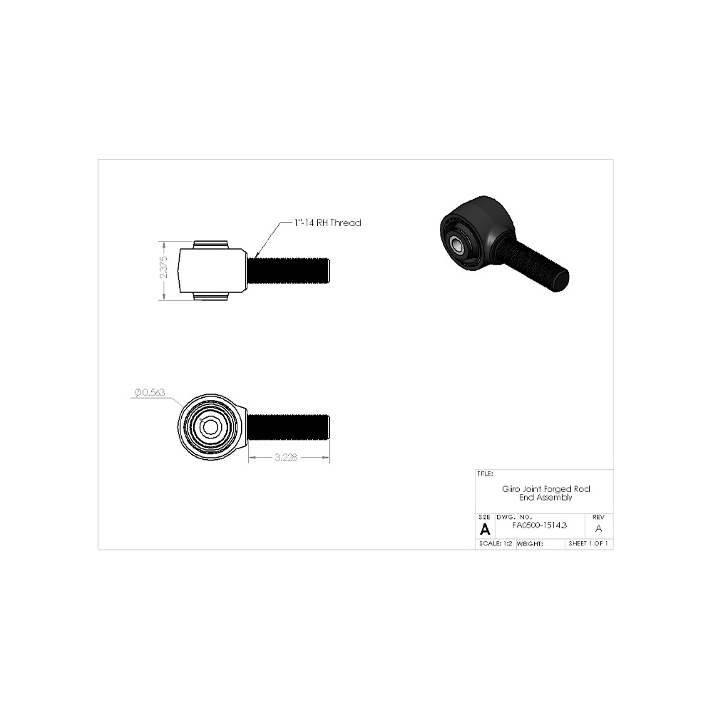 Clayton Off Road Forged Giiro Rod End Rear Upper Arm 1"-14 - 2
