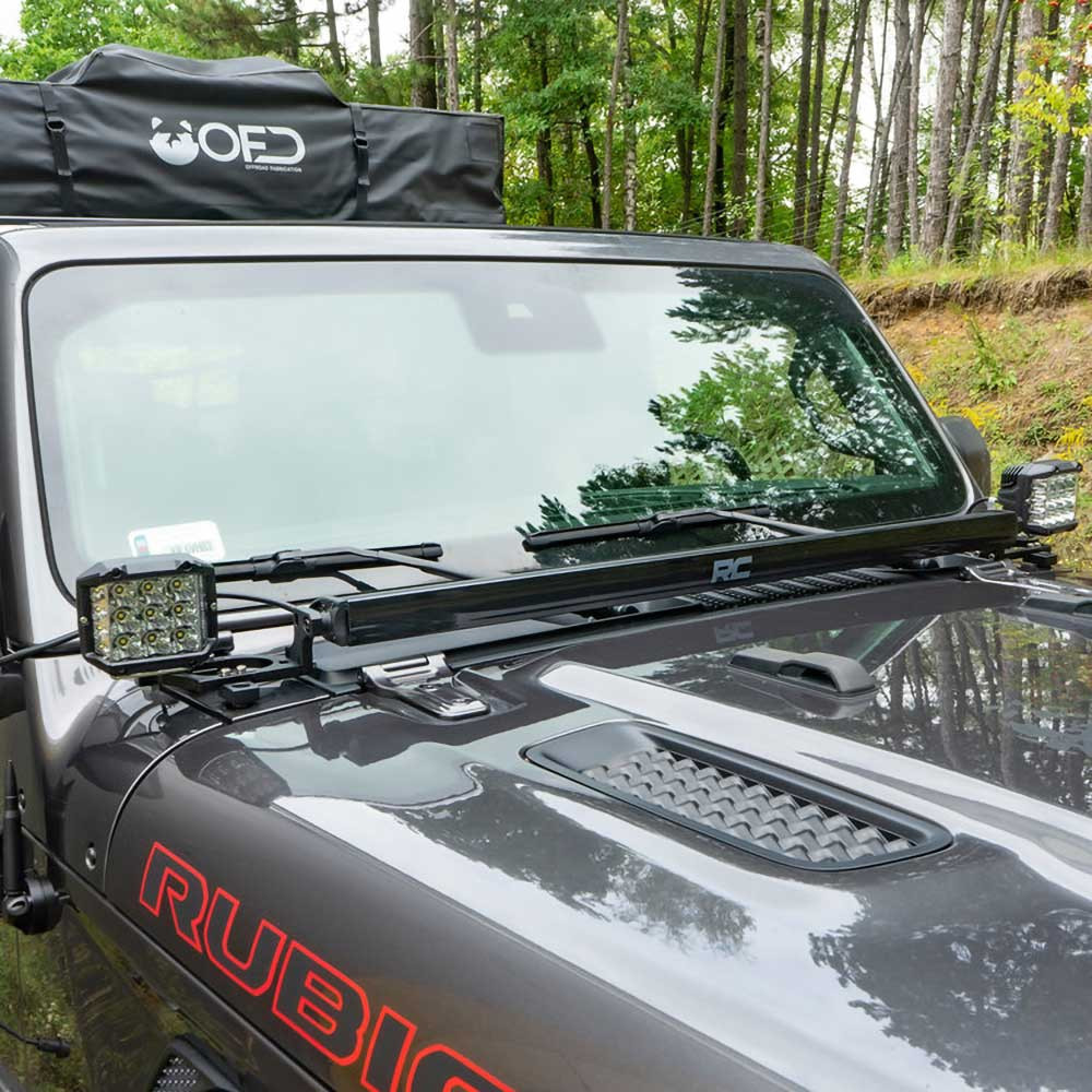 OFD Hood Light Bar Brackets - Jeep JL, JLU & JT - 10