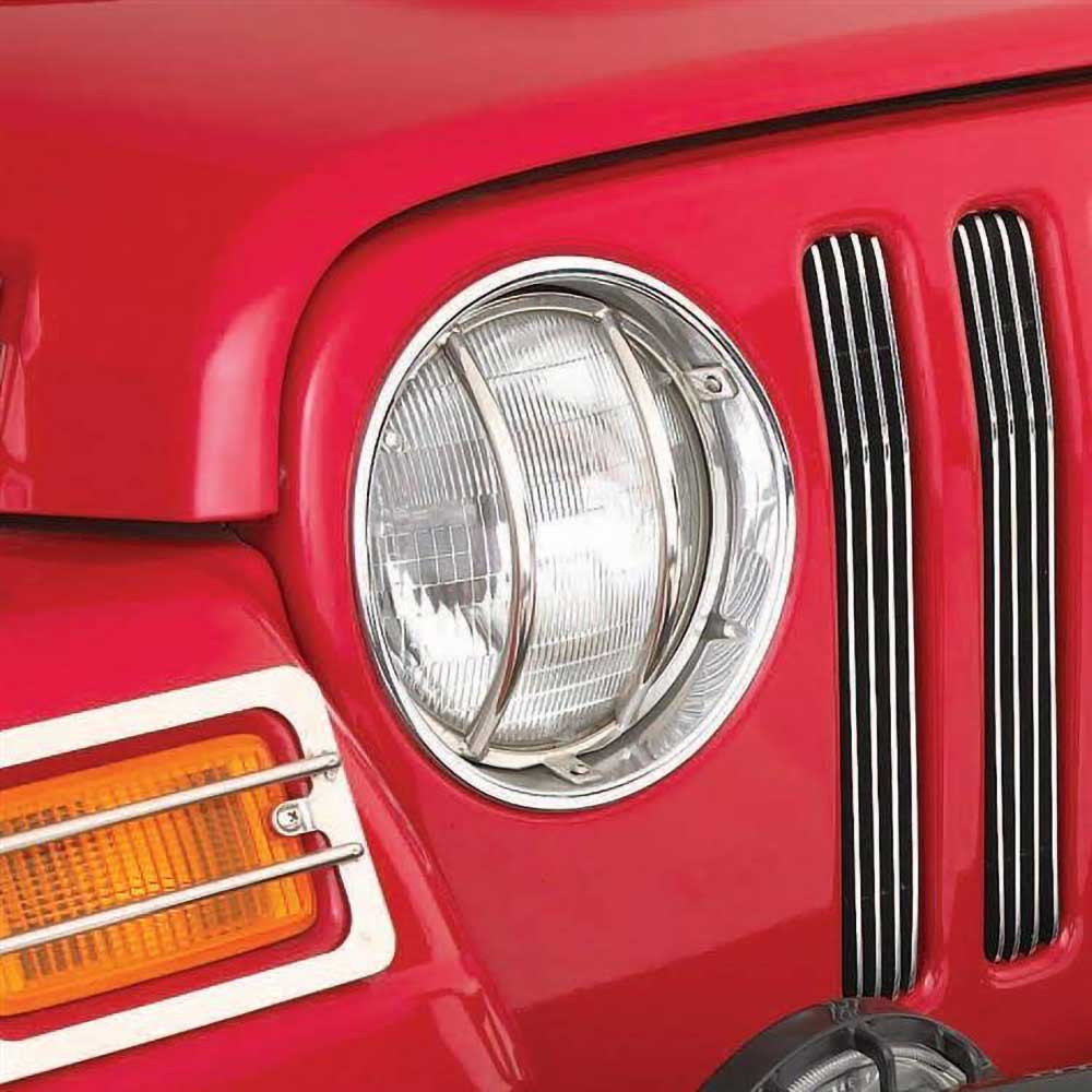 Smittybilt Front Euro Headlight Guards Polished - Jeep TJ & LJ - 2