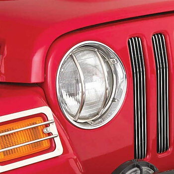 Smittybilt Front Euro Headlight Guards Polished - Jeep TJ & LJ