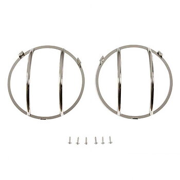 Smittybilt Front Euro Headlight Guards Polished - Jeep TJ & LJ