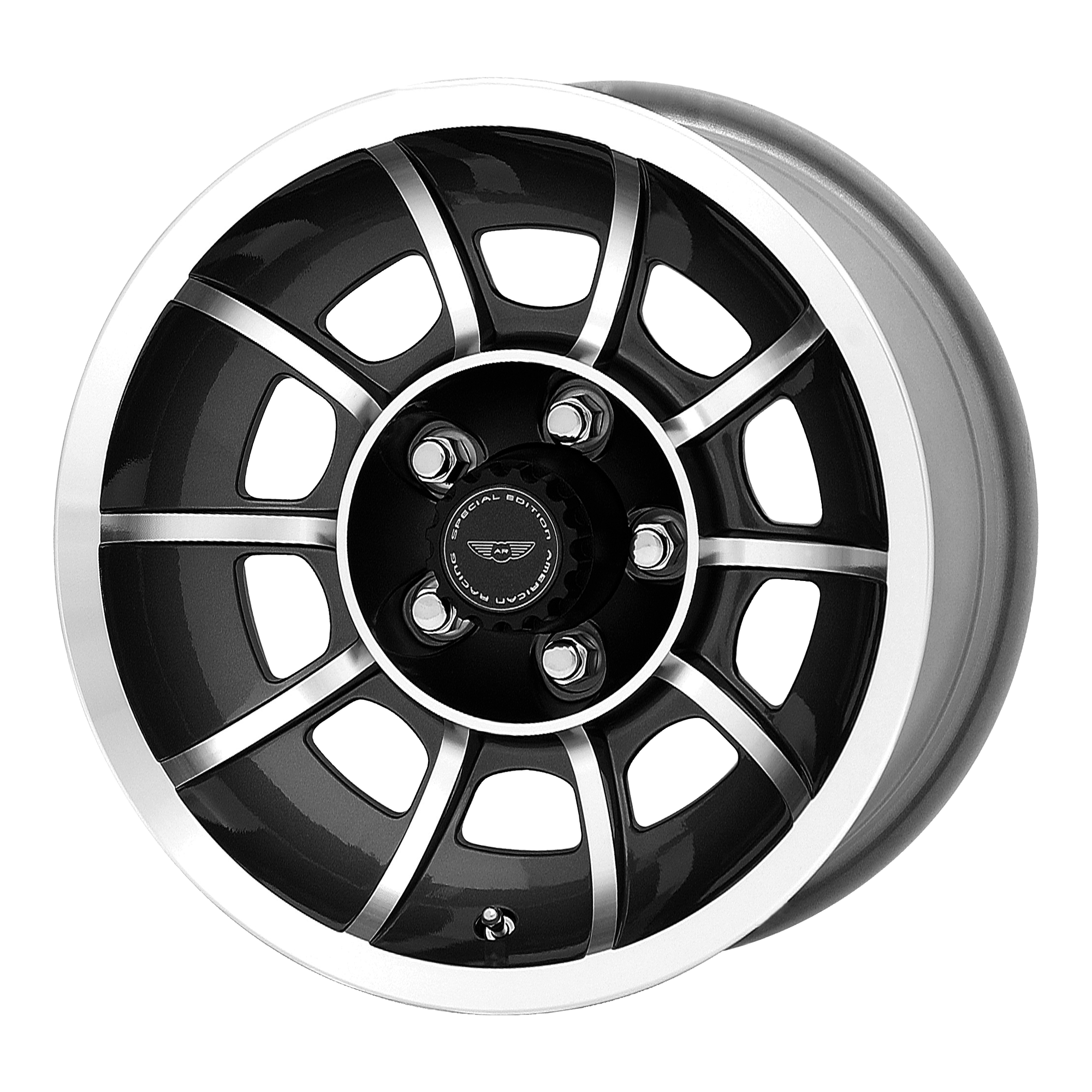 American Racing Vector 15x7" 4.0BS Satin Black Machined - Jeep TJ, XJ & YJ