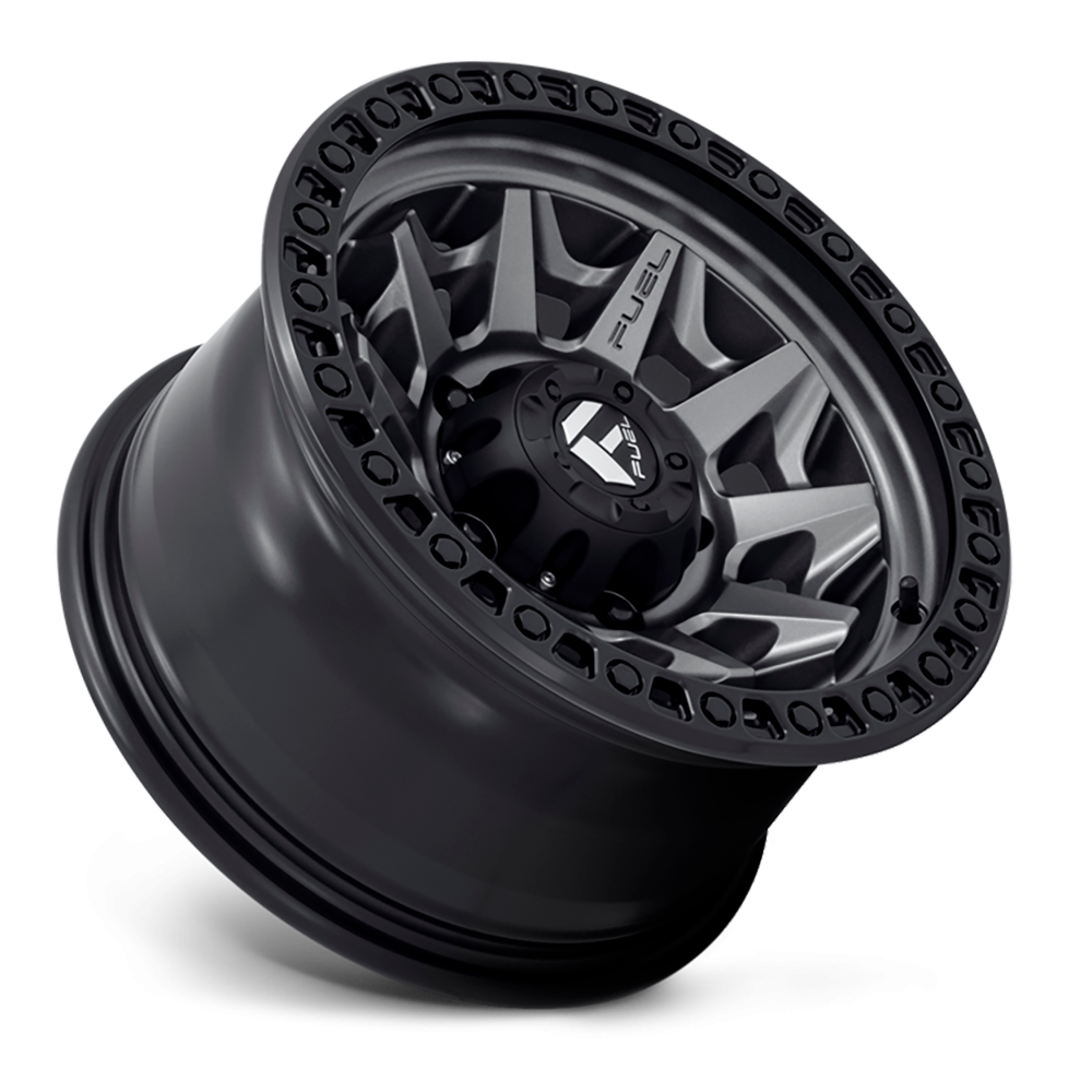 Fuel Covert 15x8" 3.75BS Matte Gunmetal Black Bead Ring - Jeep TJ, XJ & YJ - 2