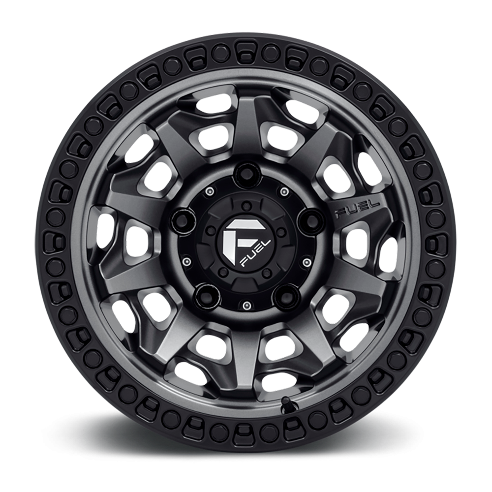 Fuel Covert 15x8" 3.75BS Matte Gunmetal Black Bead Ring - Jeep TJ, XJ & YJ - 3
