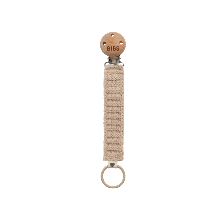 BIBS Napphållare Pacifier clip knitted Vanilla