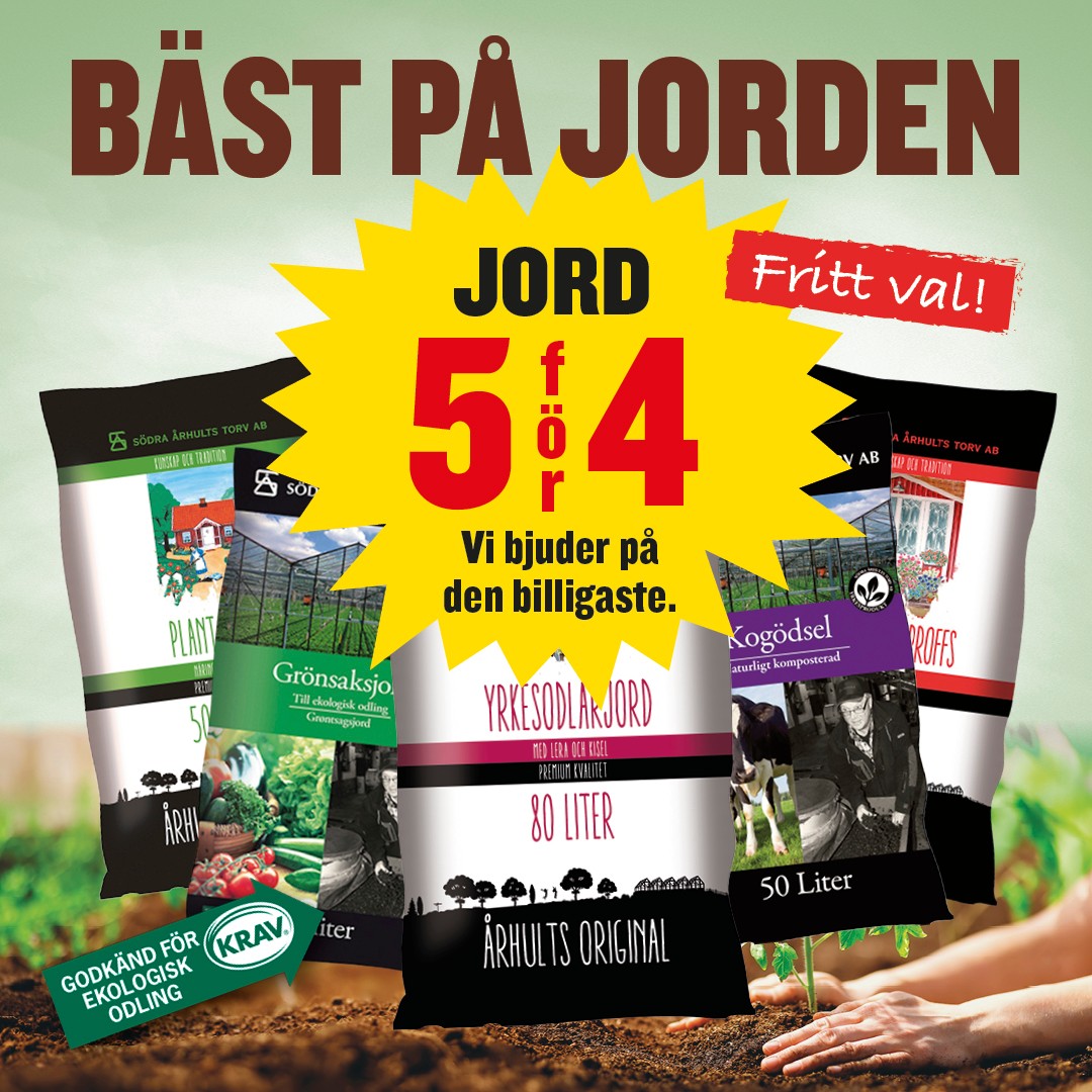 Fritt val JORD 5 för 4. Vi bjuder på den billigaste.