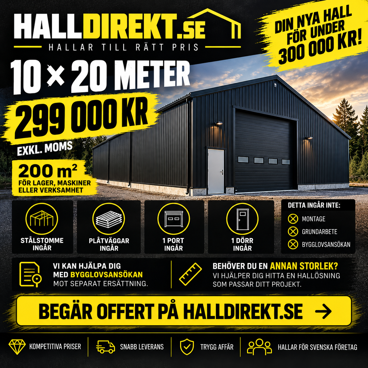 Hall 10 x 20 meter, 200 m²