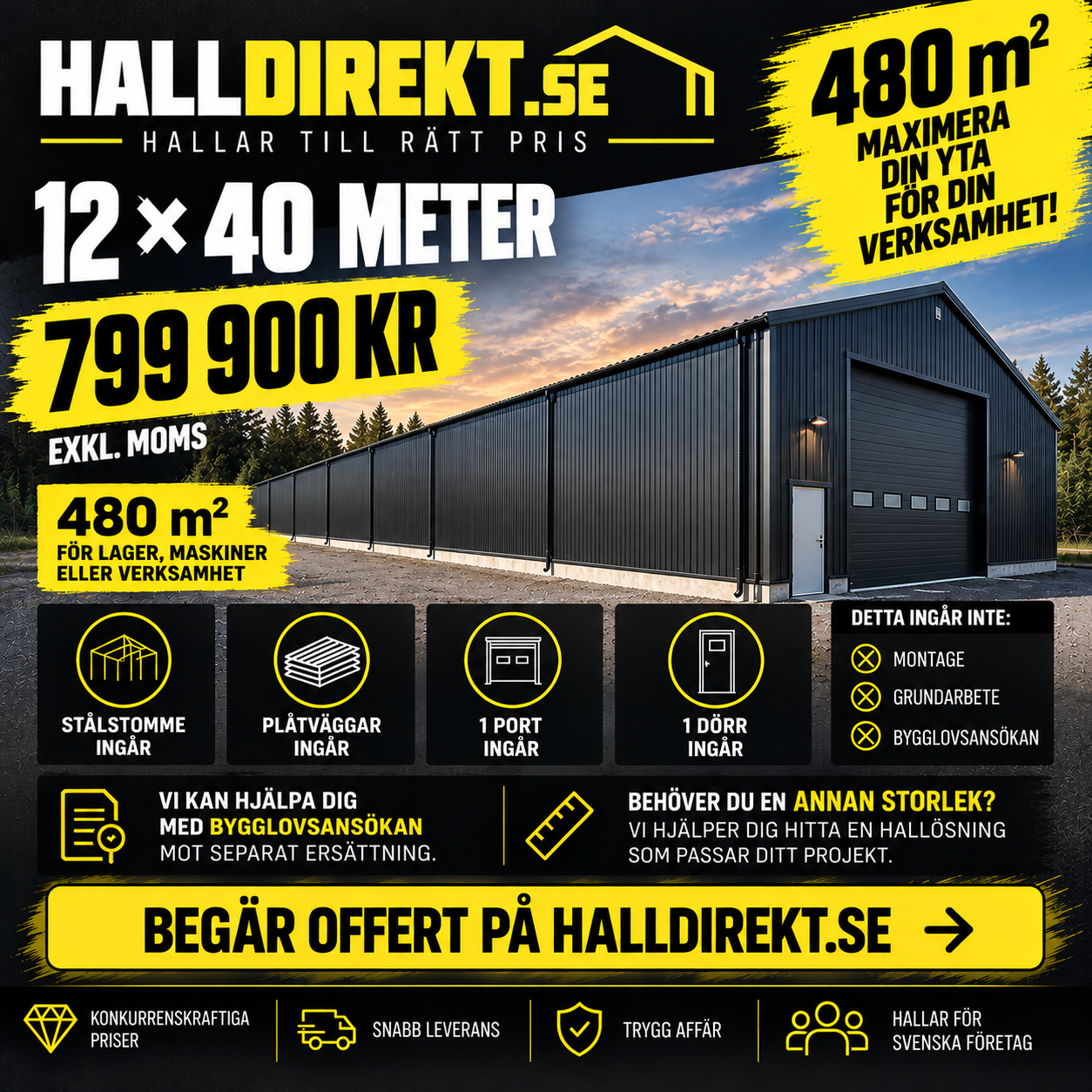 Hall 12 x 40 meter, 480 m²