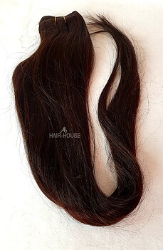 Dark brown hair, straight on weft