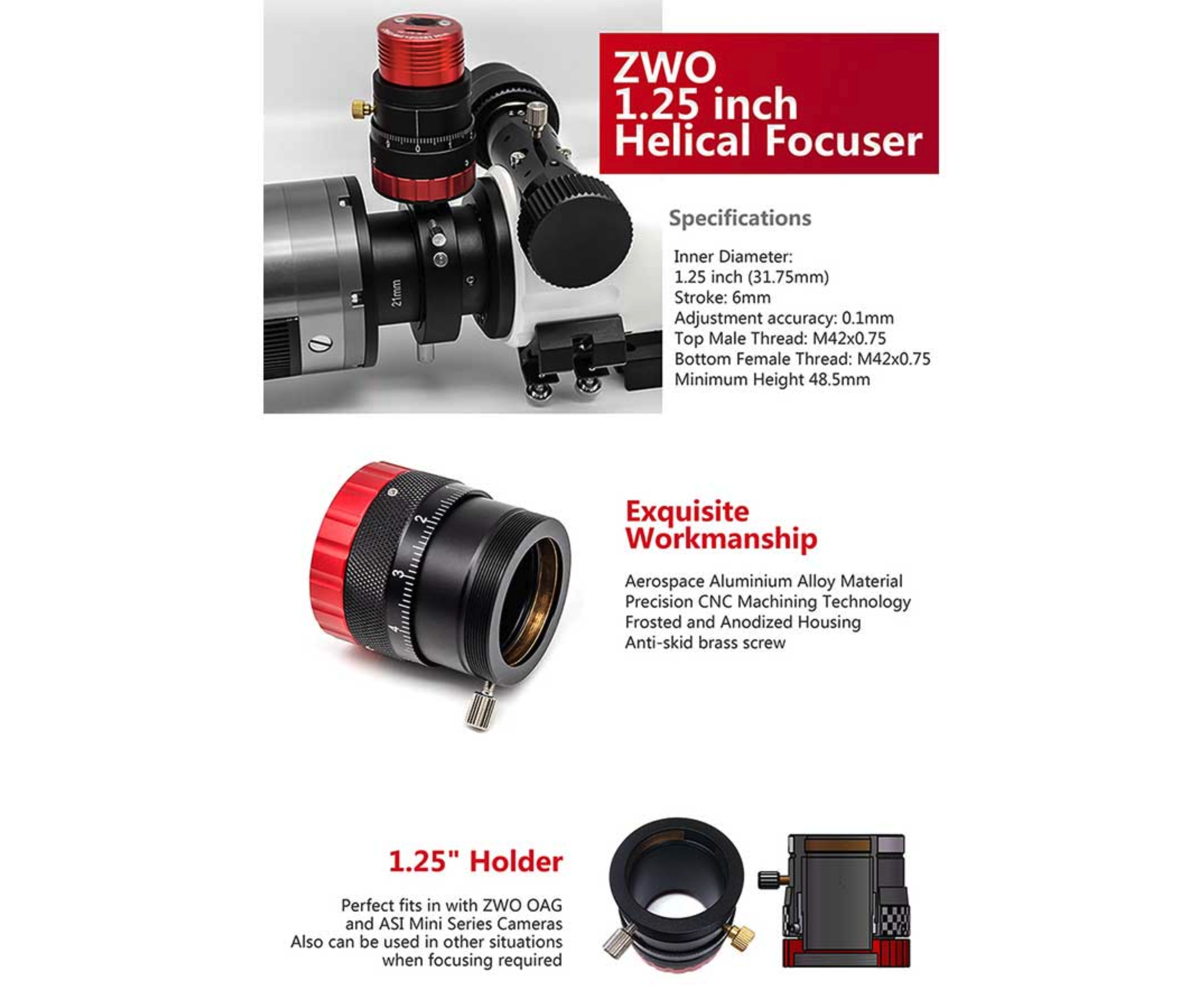 ZWO ROTATIONSFOKUSERARE MED 1,25" SAMT T2-ANSLUTNING - 4
