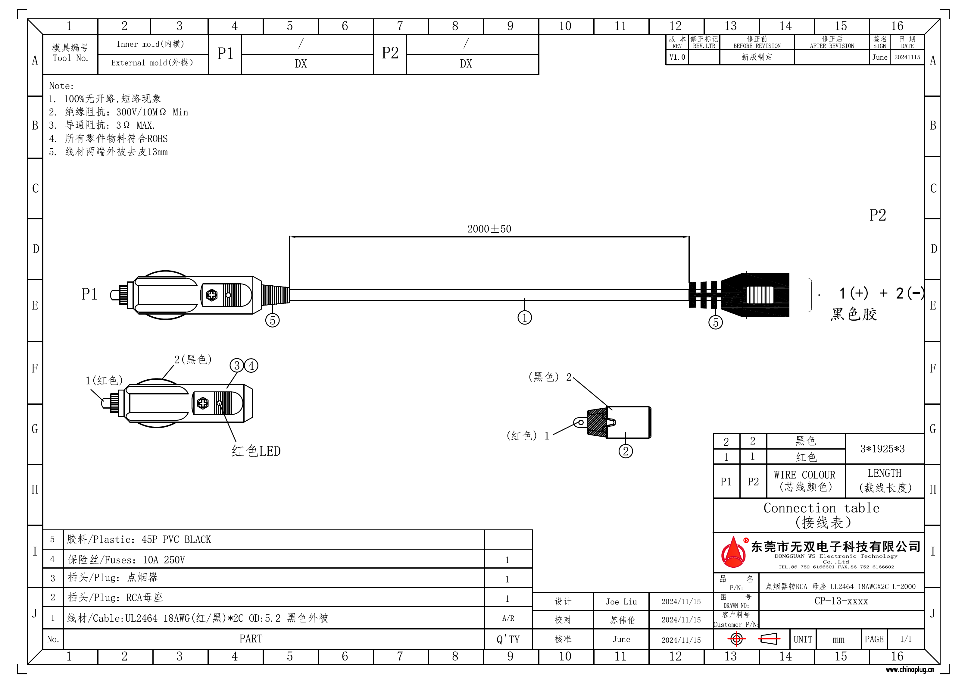ASTROTEC KABEL FÖR VÄRMEBAND -  CIGGPLUGG TILL RCA - 2