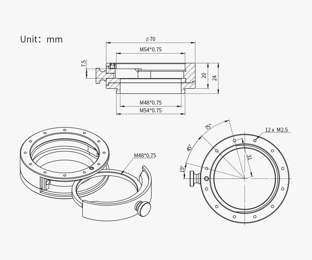 ZWO FILTERVÄXLARE FÖR 2" FILTER - M54 (NYA MODELLEN) - 9