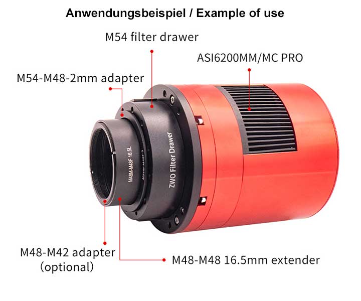 ZWO FILTERVÄXLARE FÖR 2" FILTER - M54 (NYA MODELLEN) - 13