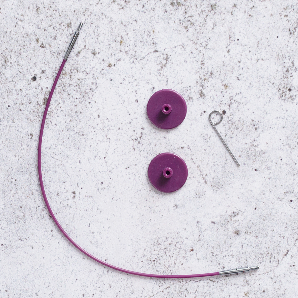 KnitPro Purple Silver kabel - 20 cm (40 cm rundsticka)