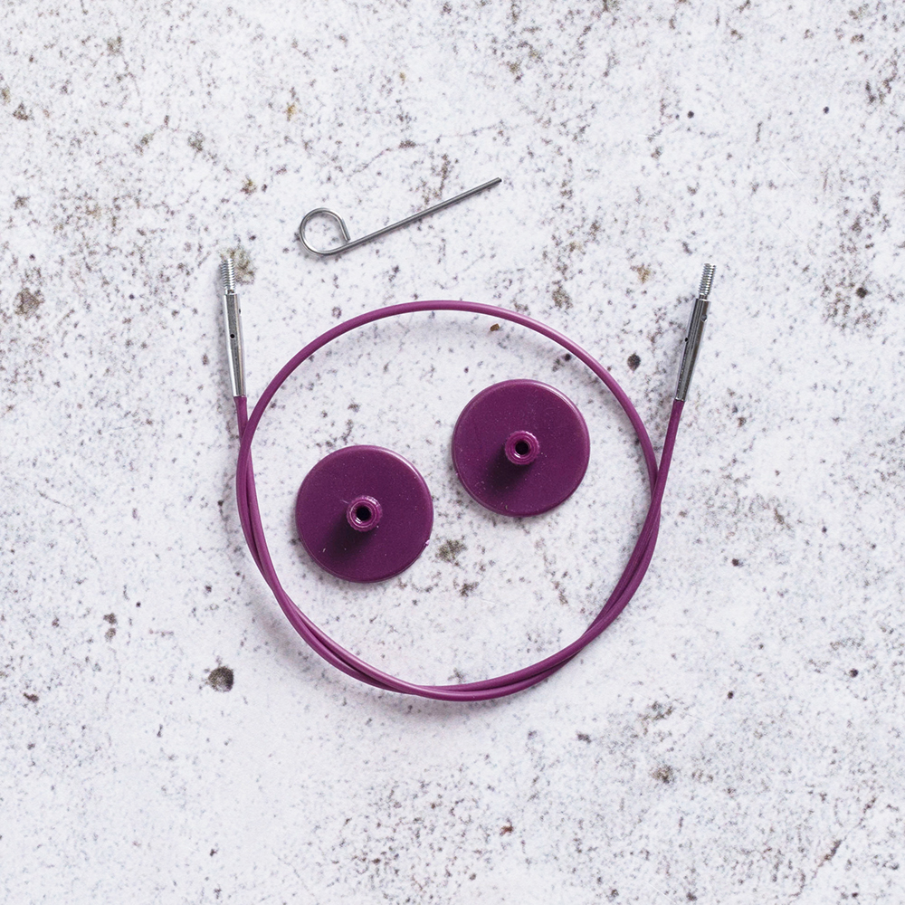 KnitPro Purple SIlver kabel - 35 cm (60 cm rundsticka)