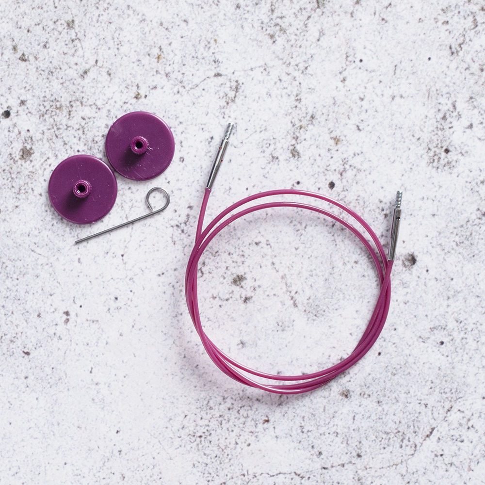 KnitPro Purple SIlver kabel - 76 cm (100 cm rundsticka)