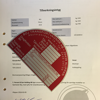 Ändringsintyg Boj   1997 - 2004 