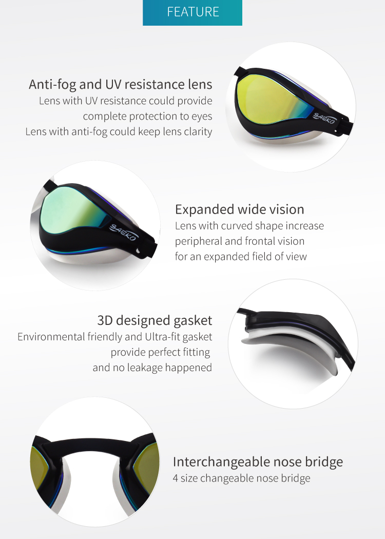Swimgoggles Carina Red Mirror from Saeko - 3