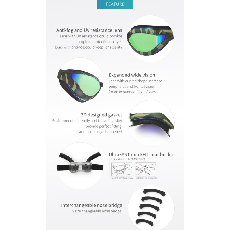 Swimgoggles Camo Mirror Gold from Saeko - 6
