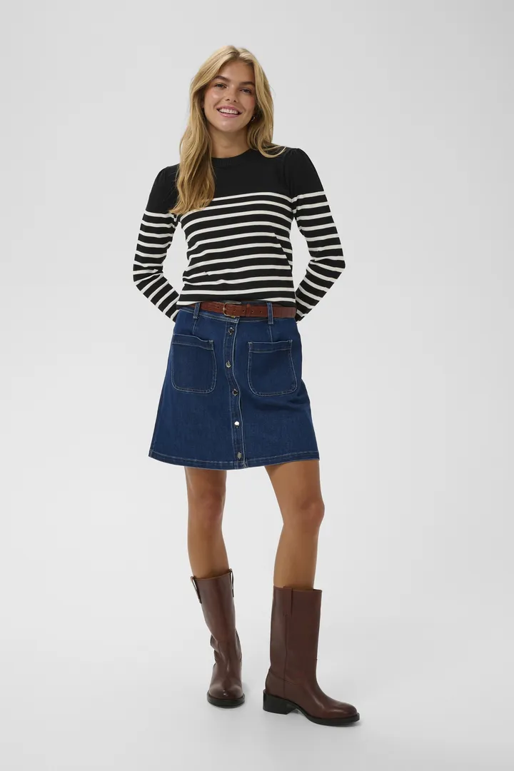 Saint Tropez Mila Striped Pullover LS  Black Seedpearl Stripe - 3