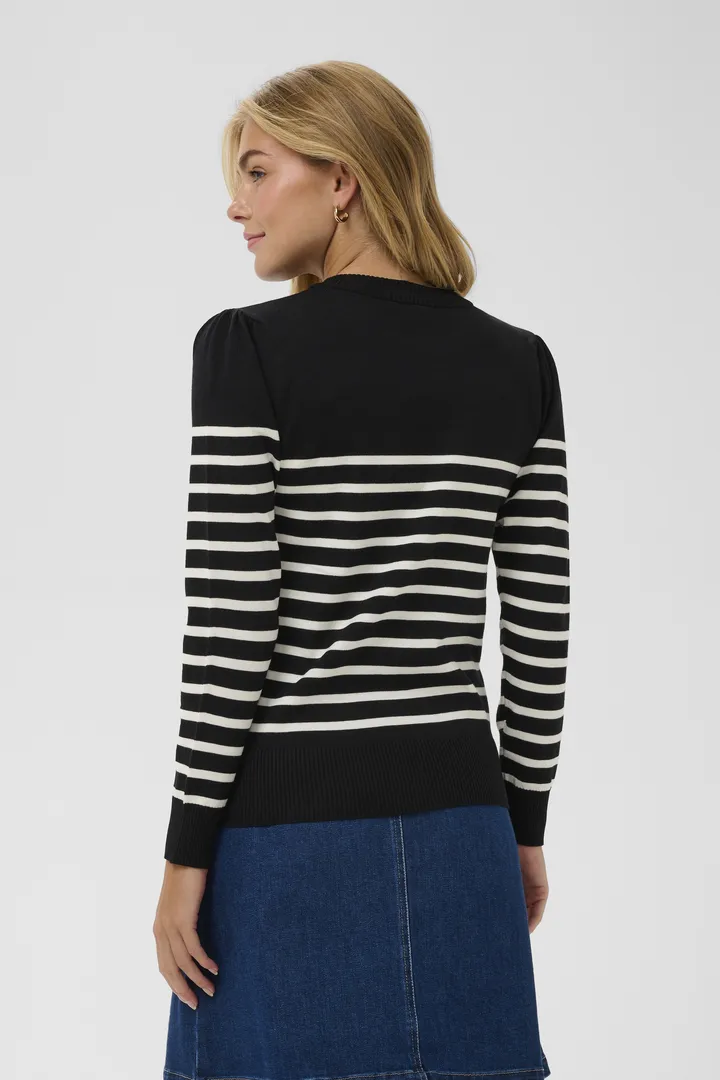 Saint Tropez Mila Striped Pullover LS  Black Seedpearl Stripe - 4