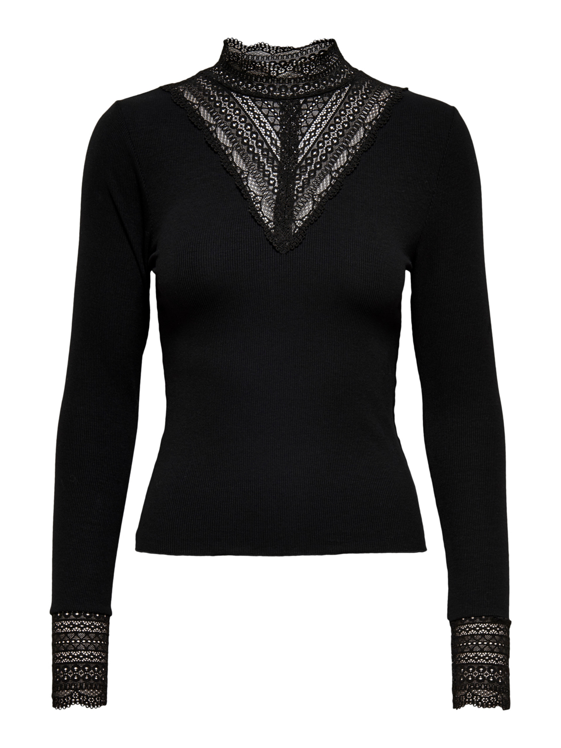 Only Tilde High Neck Lace Top Black - 2