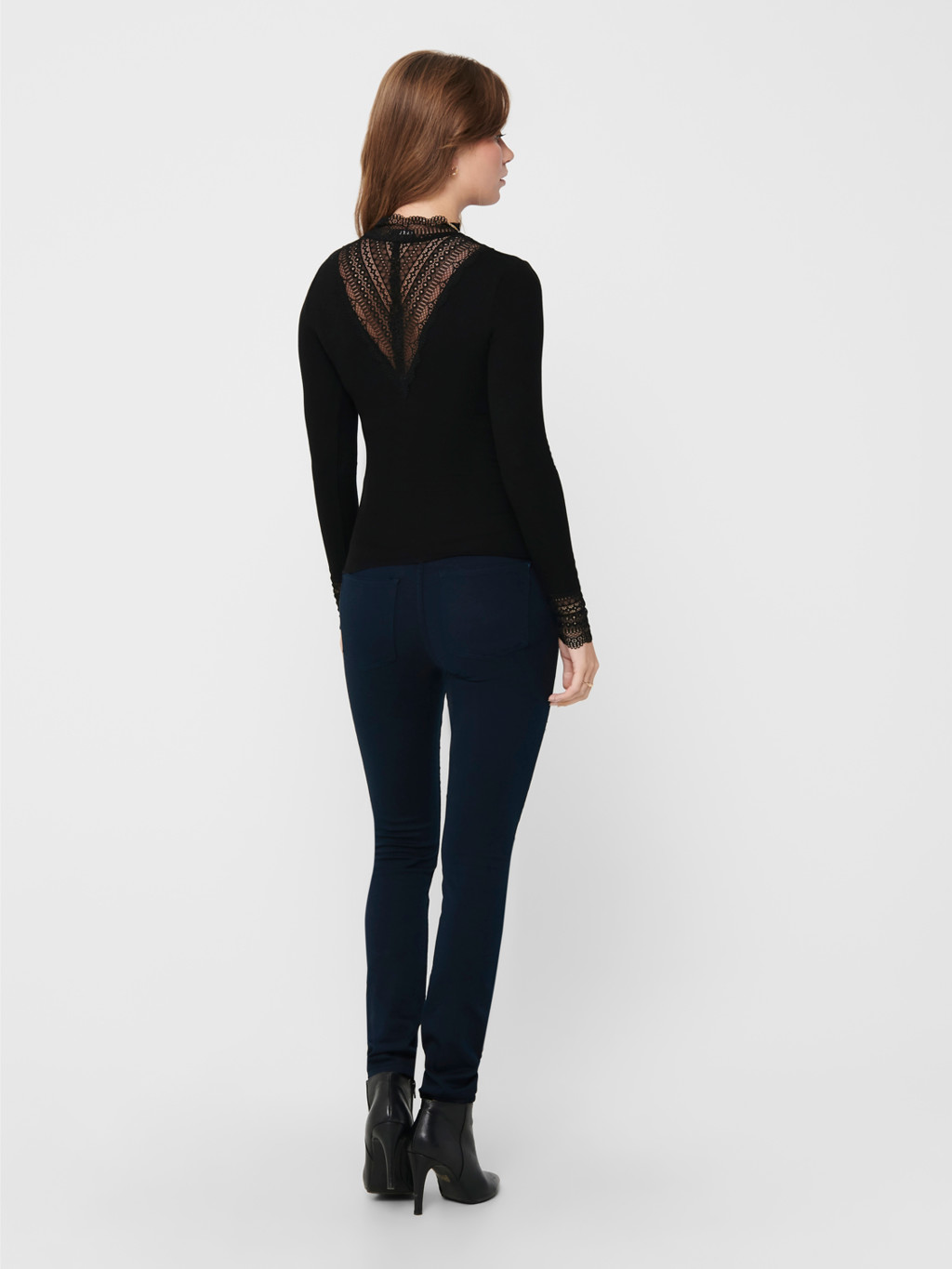 Only Tilde High Neck Lace Top Black - 3