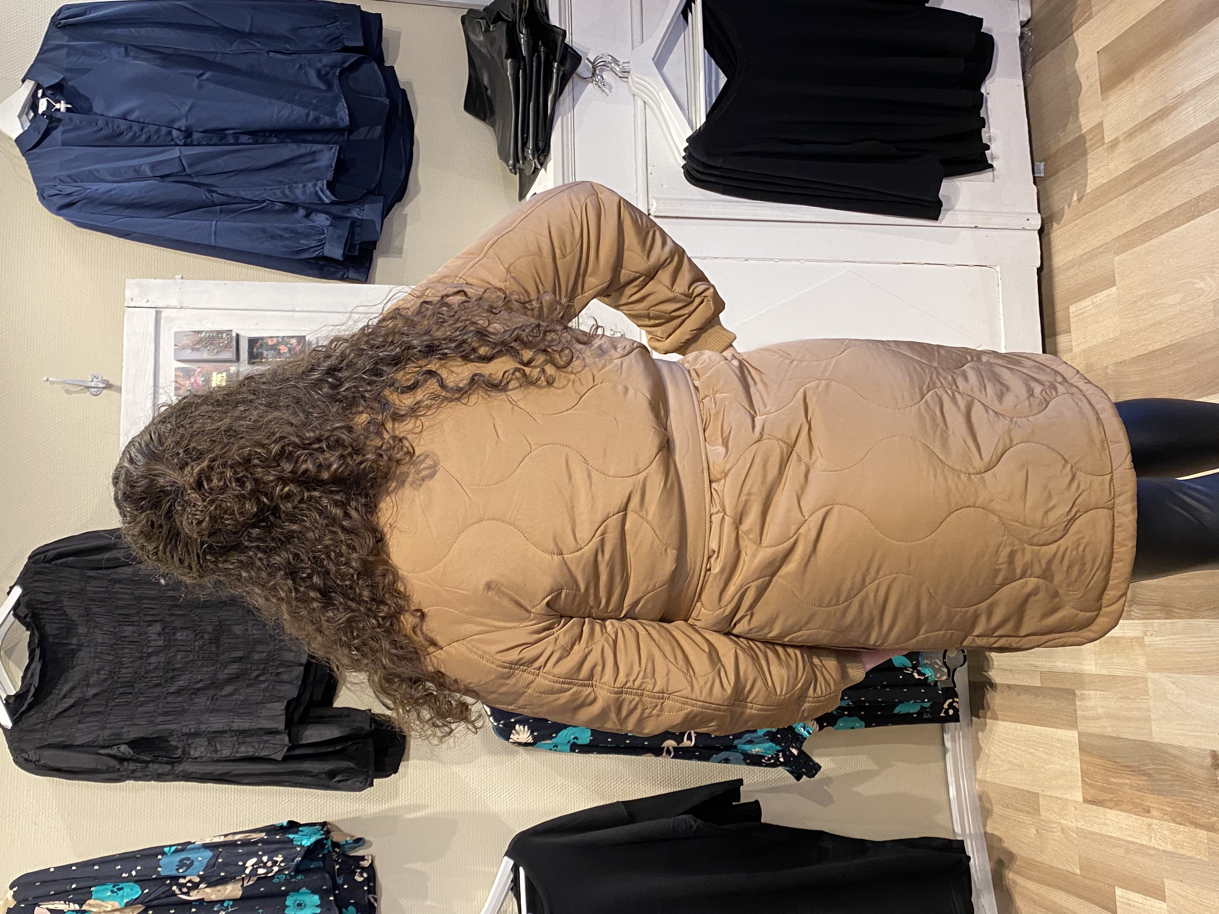 Vila Violinira quilted long jacket Toasted Coconut - 3