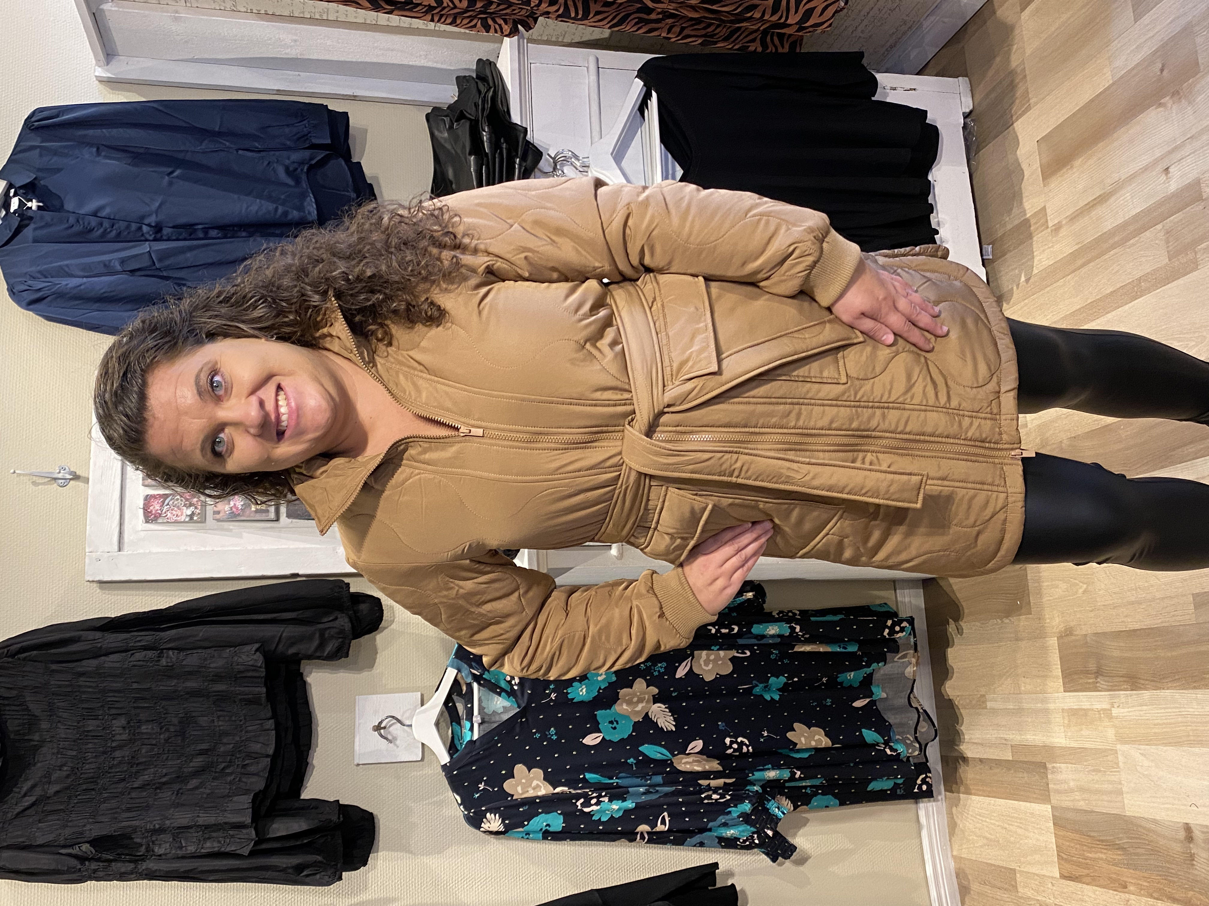Vila Violinira quilted long jacket Toasted Coconut