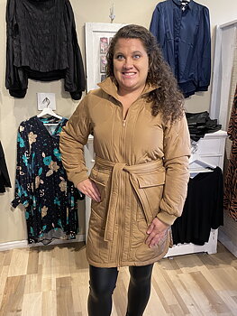 Vila Violinira quilted long jacket Toasted Coconut