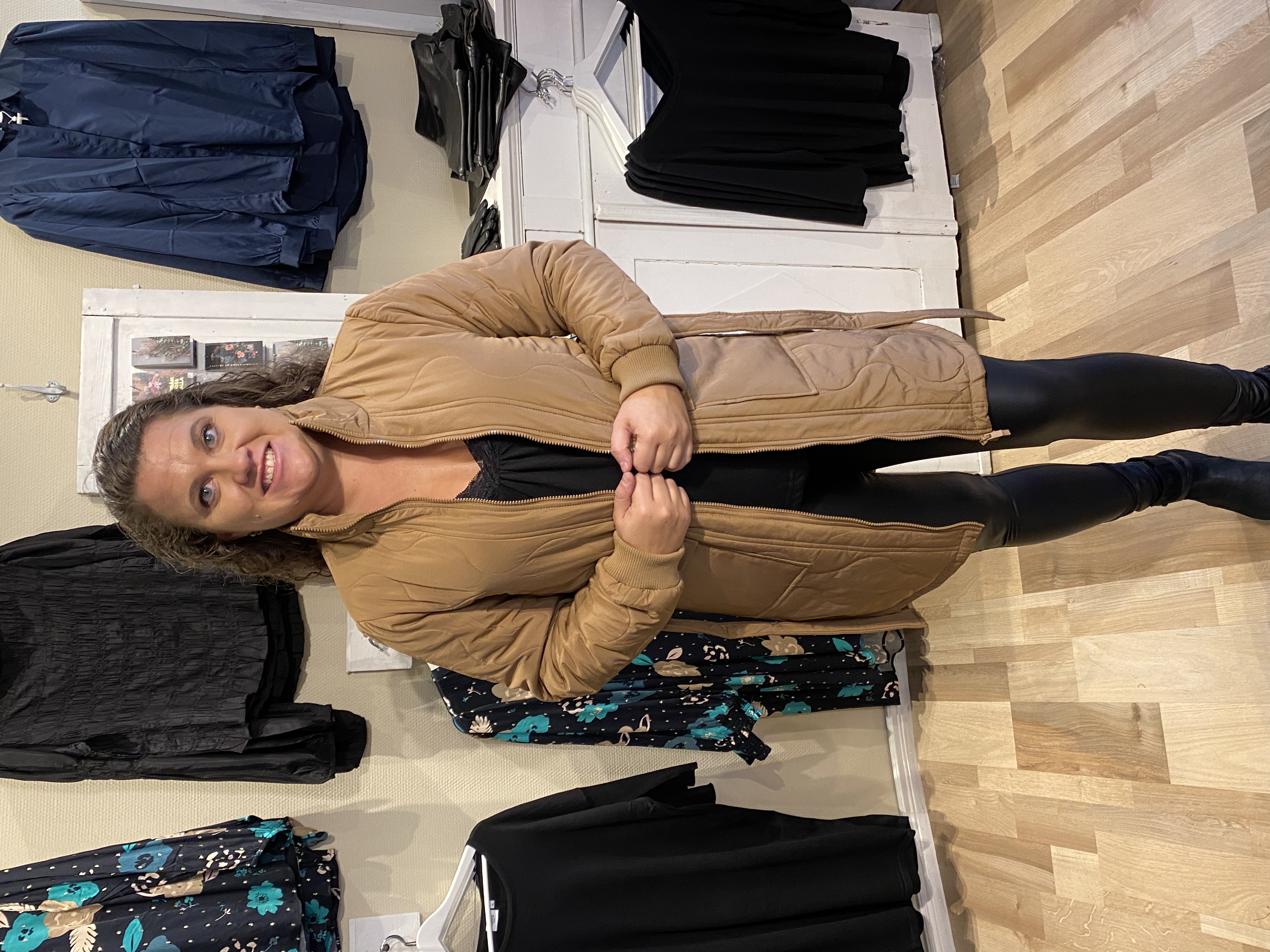 Vila Violinira quilted long jacket Toasted Coconut - 4