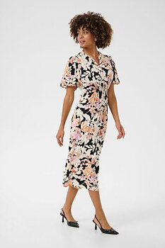 Culture Audrey Bello Long dress Orange/Pink Flower