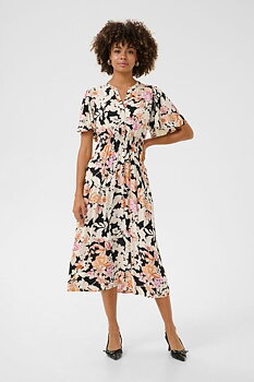 Culture Audrey Bello Long dress Orange/Pink Flower