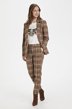 Culture Mandy Cigarette Pants Brown Check