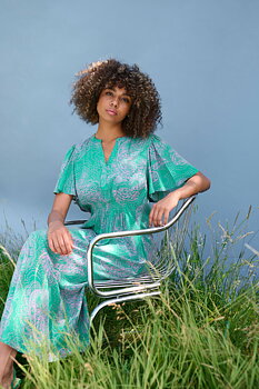 Culture Polly Long dress Green/Pink Paisley 