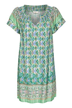 Cream Willow Dress Kim Fit Ethnic Ikat Green