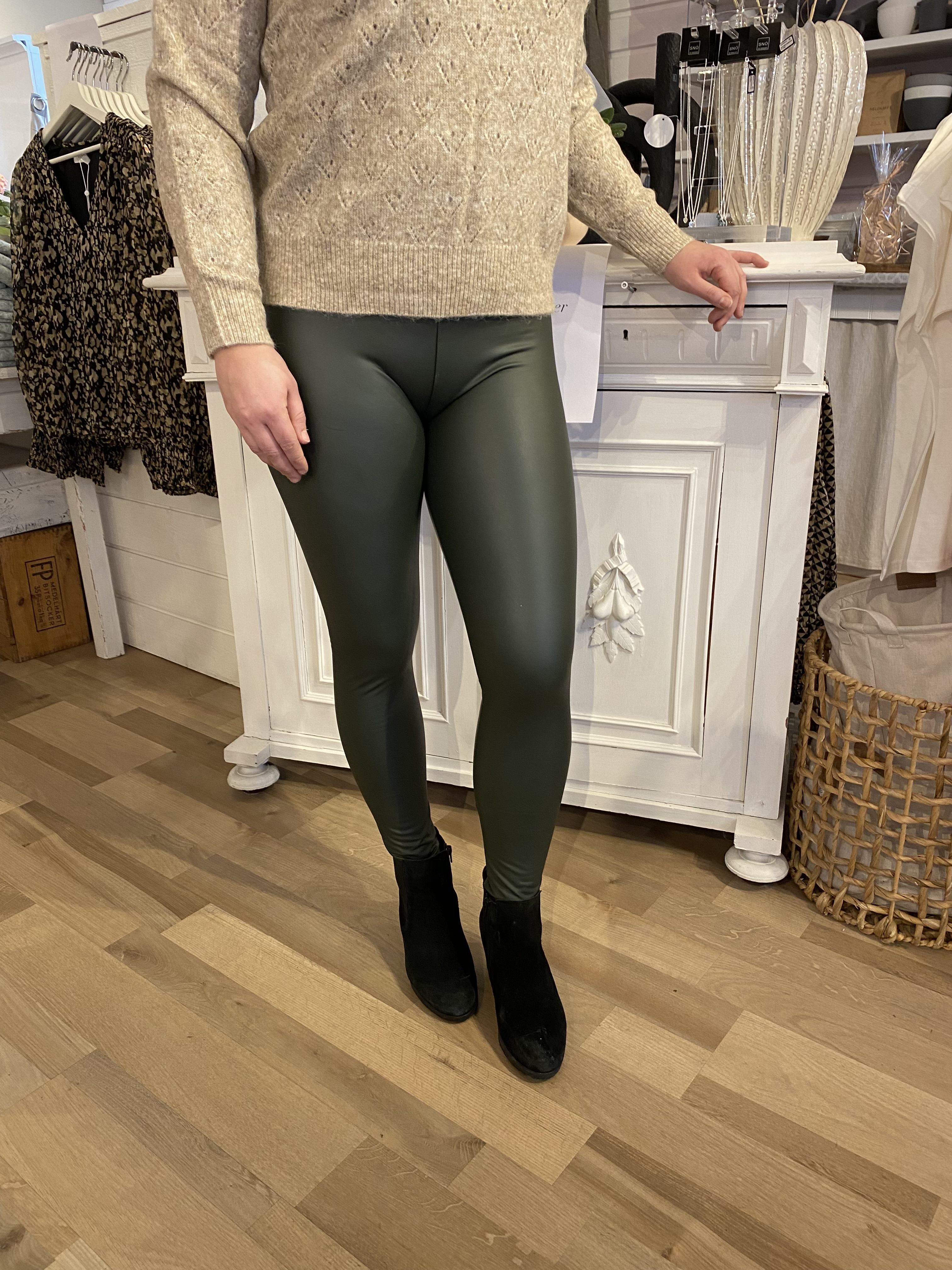 Lackleggings Mörkgröna