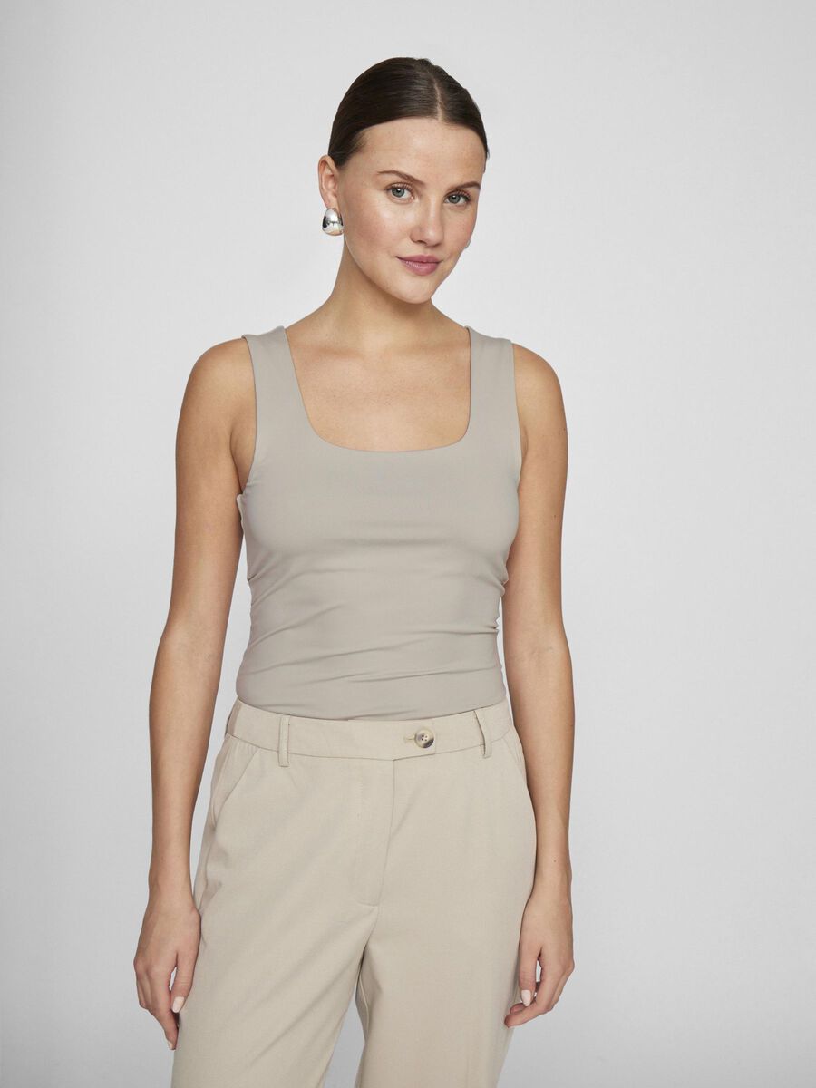 Vila Kenza U-Neck S/L Tank Top Silver Gray - 4