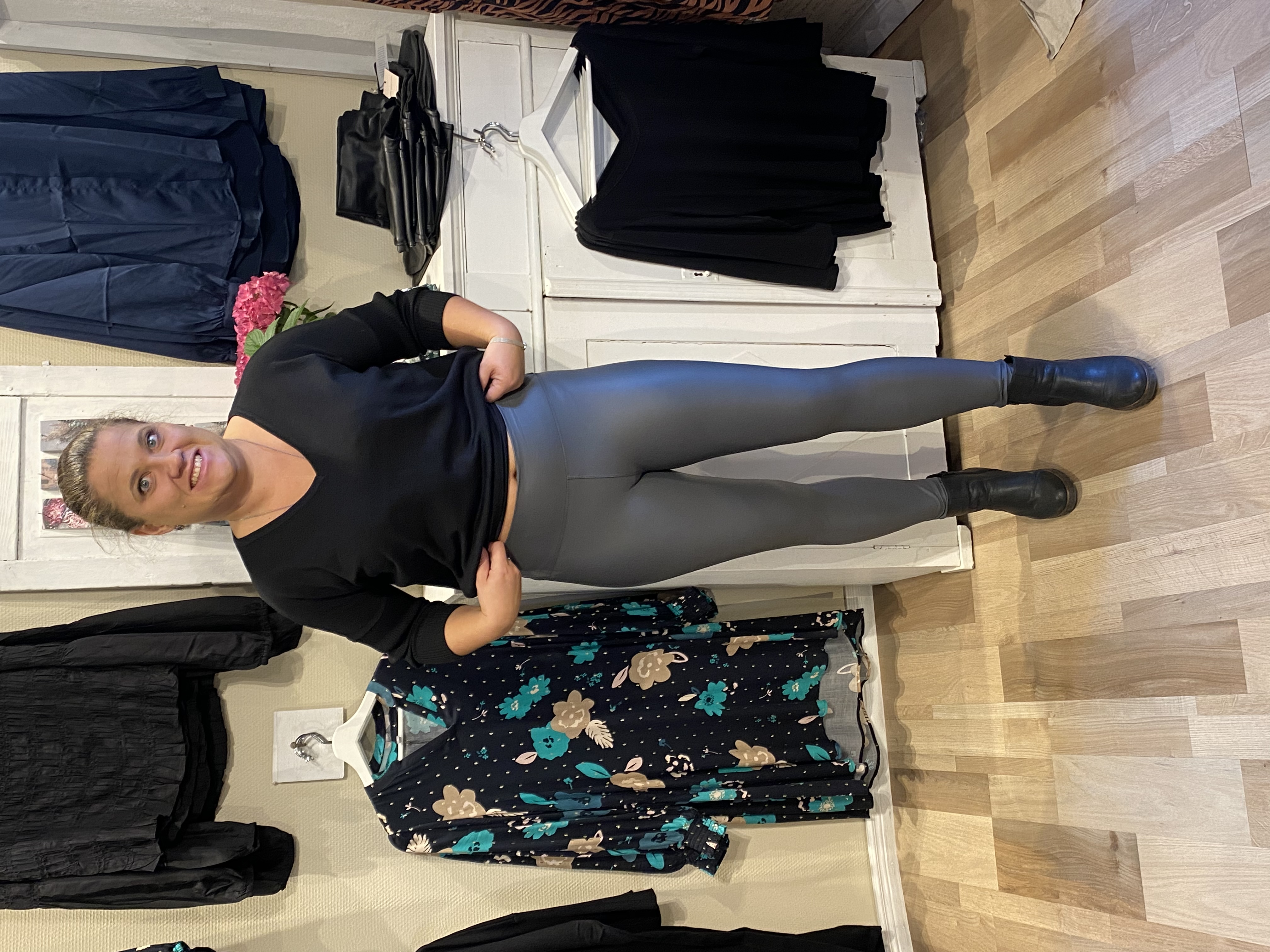 Lackleggings Gråa