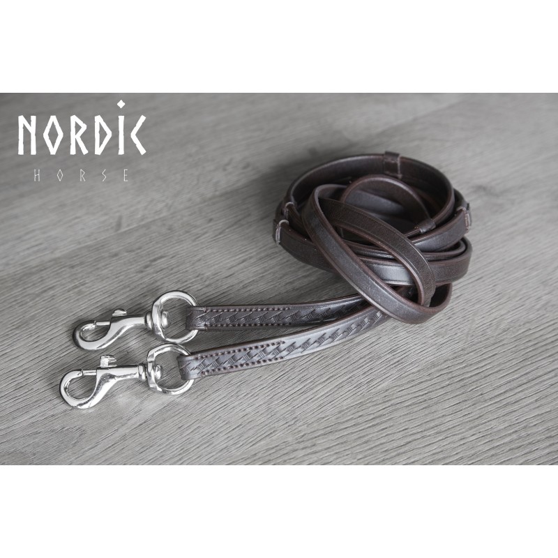 Nordic Horse Lädertygel med snygg print i lädret och med stoppar - 2