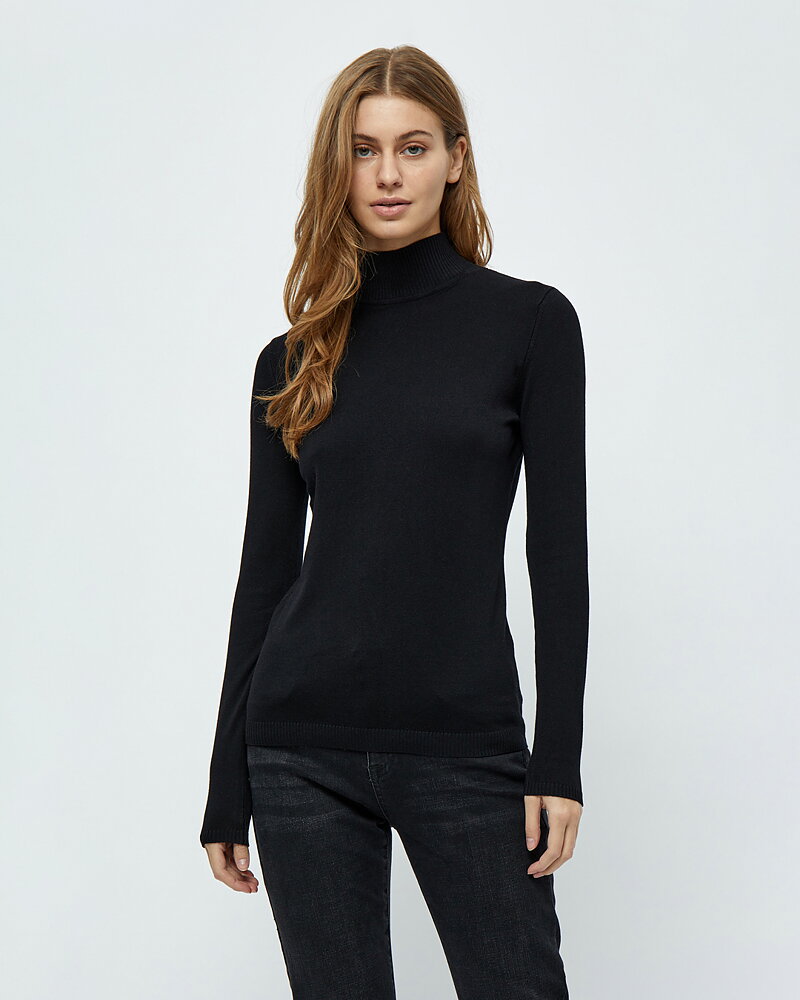 Jumper Lana stickad turtle lång ärm svart