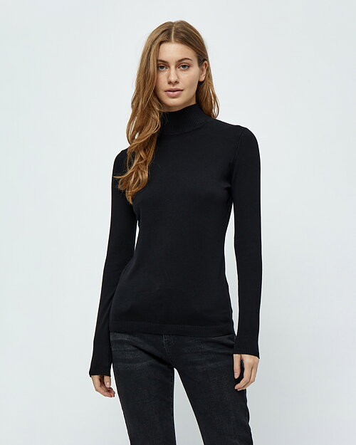Jumper Lana stickad turtle lång ärm svart
