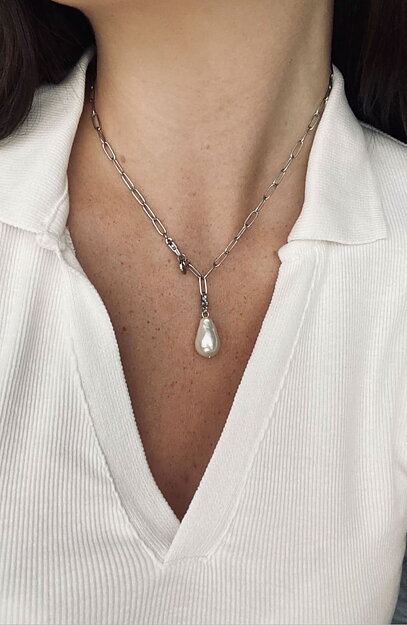 Halsband Stacey stål med pärla
