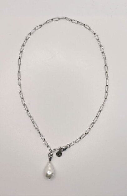 Halsband Stacey stål med pärla - 2