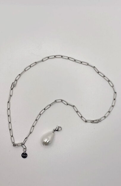 Halsband Stacey stål med pärla - 3