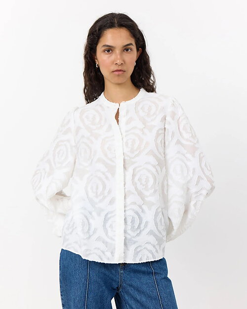 Blus Inga rosor offwhite