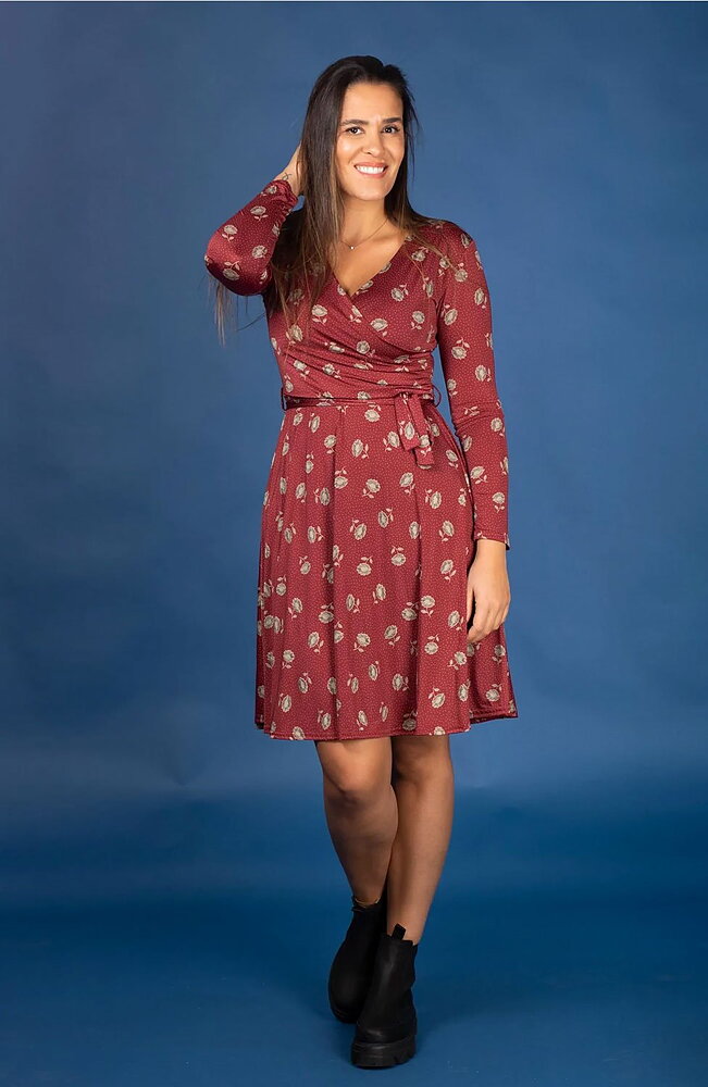 Klänning Marguerite burgundy dot flower