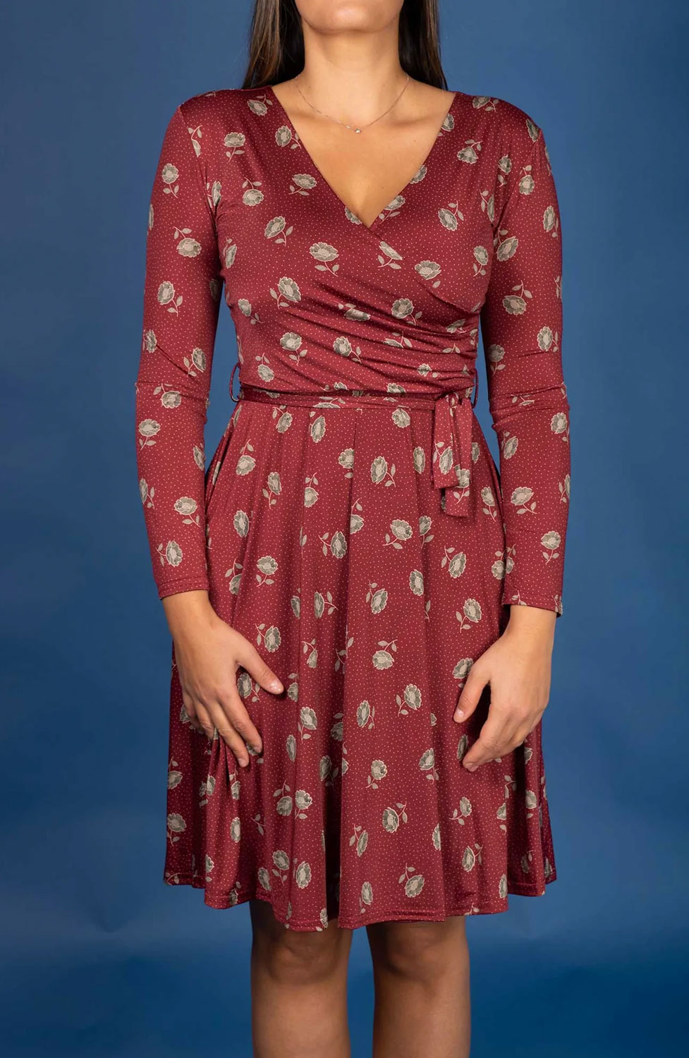 Klänning Marguerite burgundy dot flower - 3