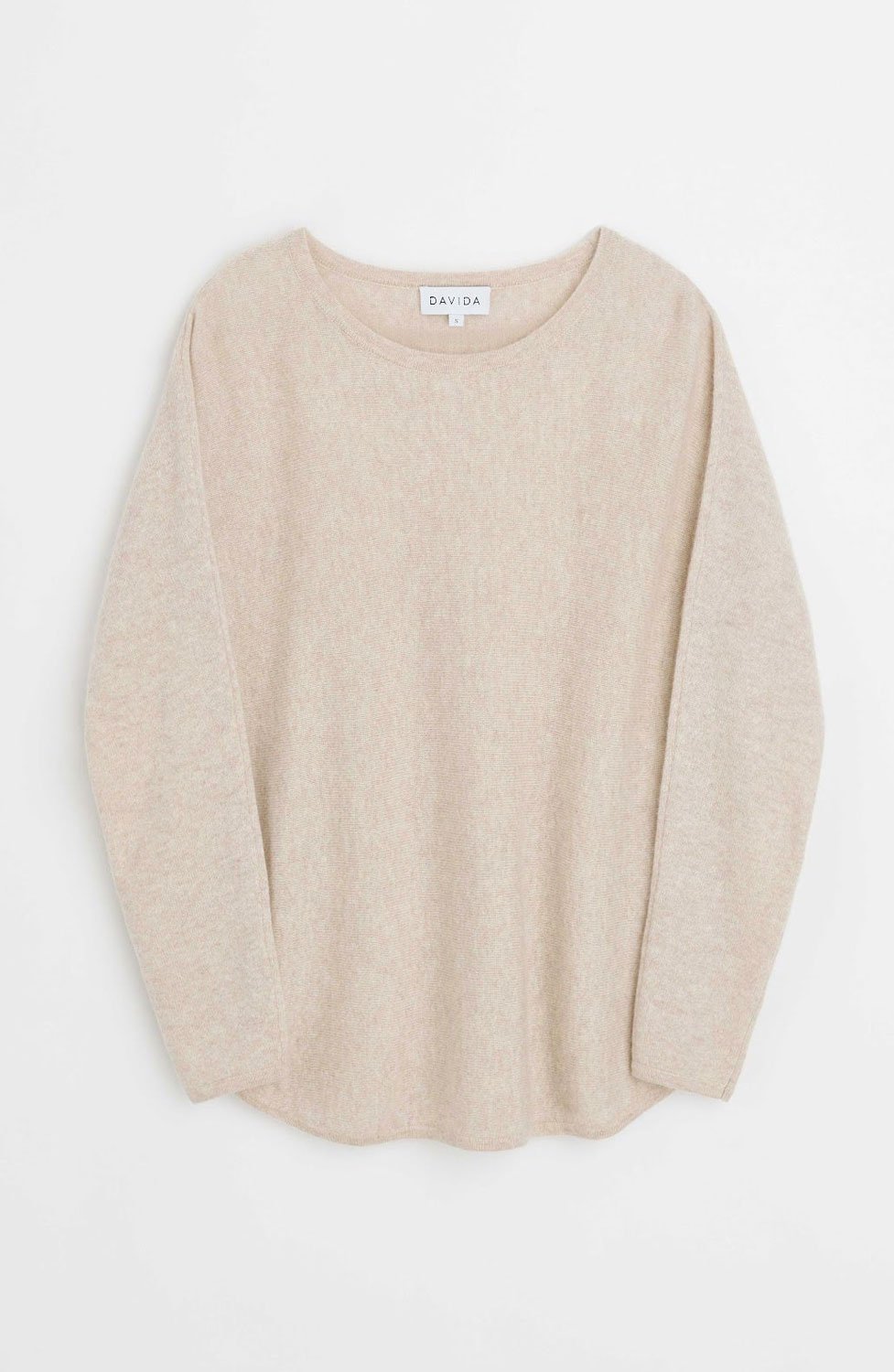 Kashmirjumper curved ljusbeige